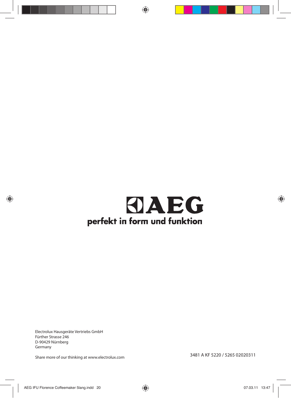 AEG KF5265 User Manual | Page 20 / 20