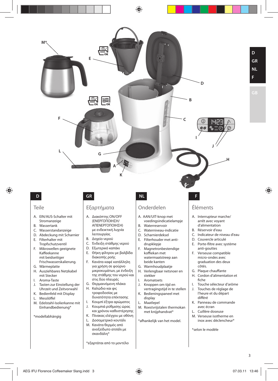 Εξαρτήματα, Teile, Onderdelen | Éléments | AEG KF5265 User Manual | Page 3 / 20