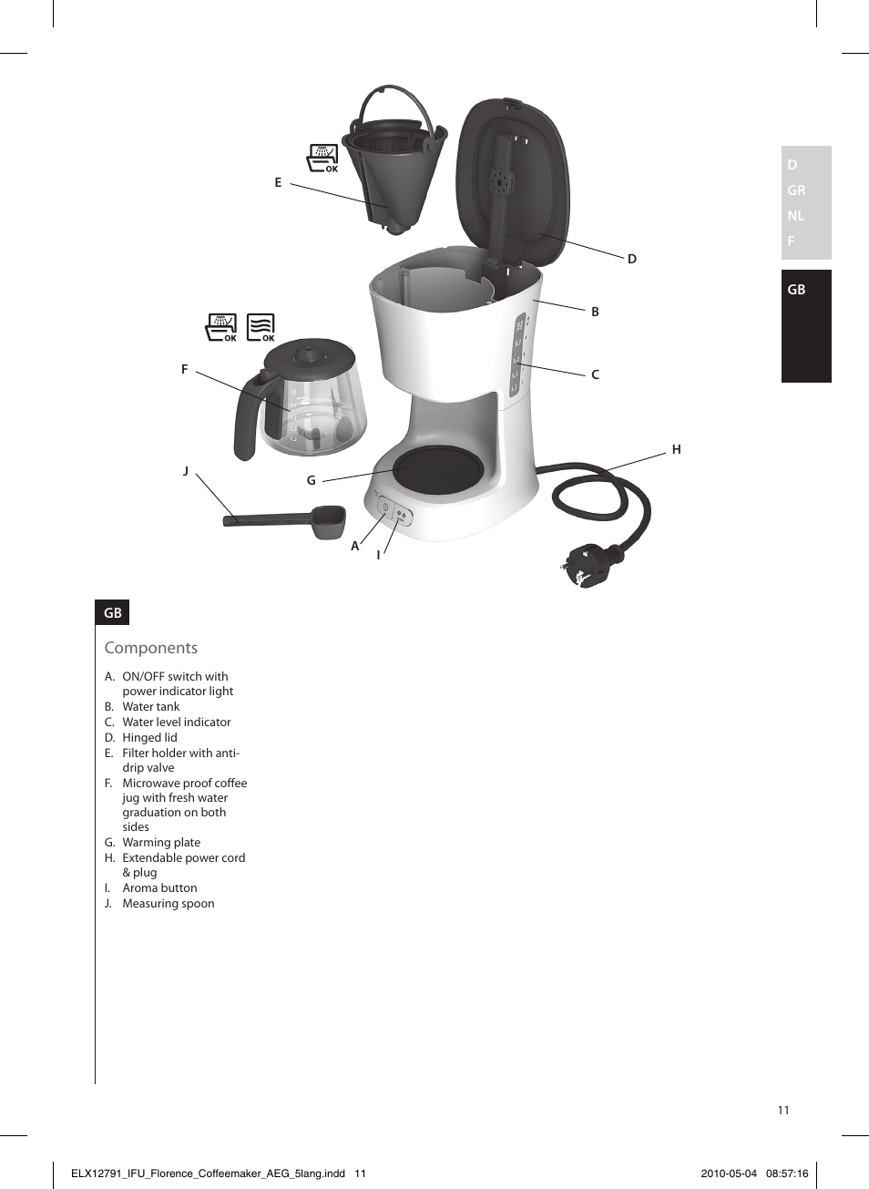 Components | AEG KF5210 User Manual | Page 11 / 16