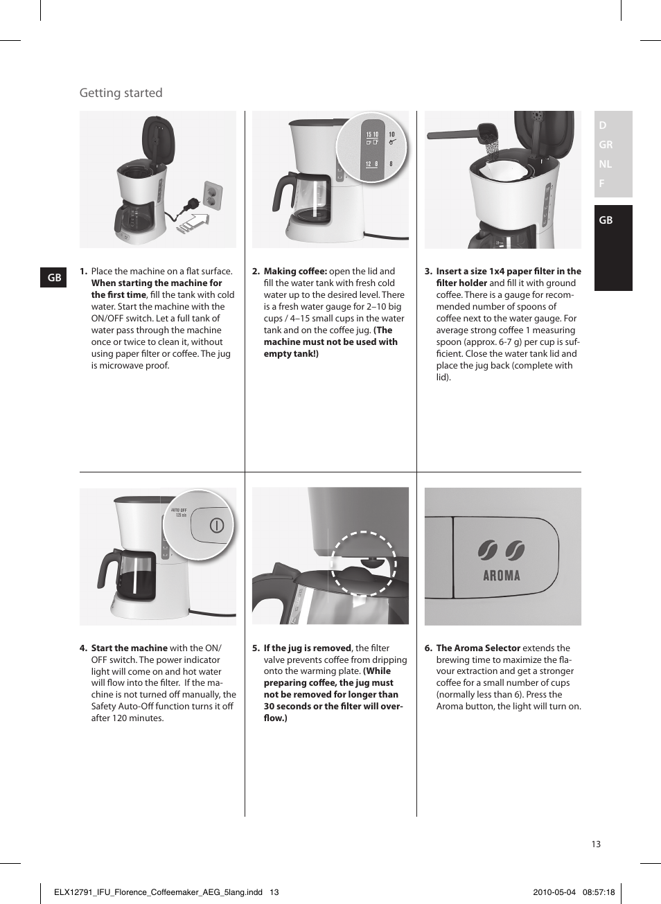Getting started | AEG KF5210 User Manual | Page 13 / 16