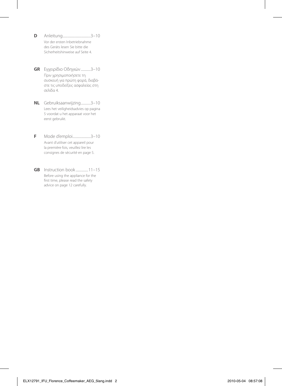 AEG KF5210 User Manual | Page 2 / 16