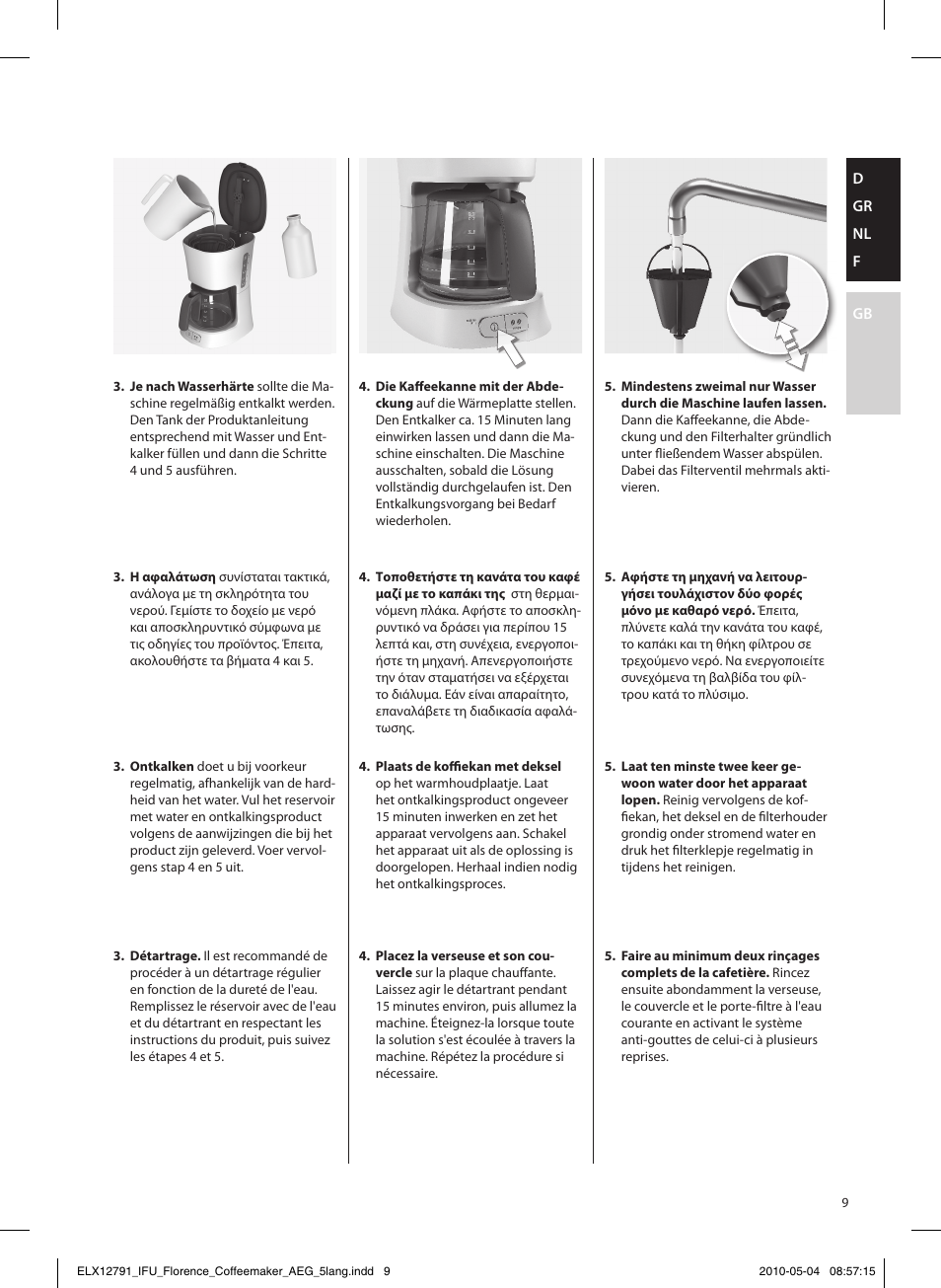 Καθαρισμός και φροντίδα / nettoyage et entretien | AEG KF5210 User Manual | Page 9 / 16