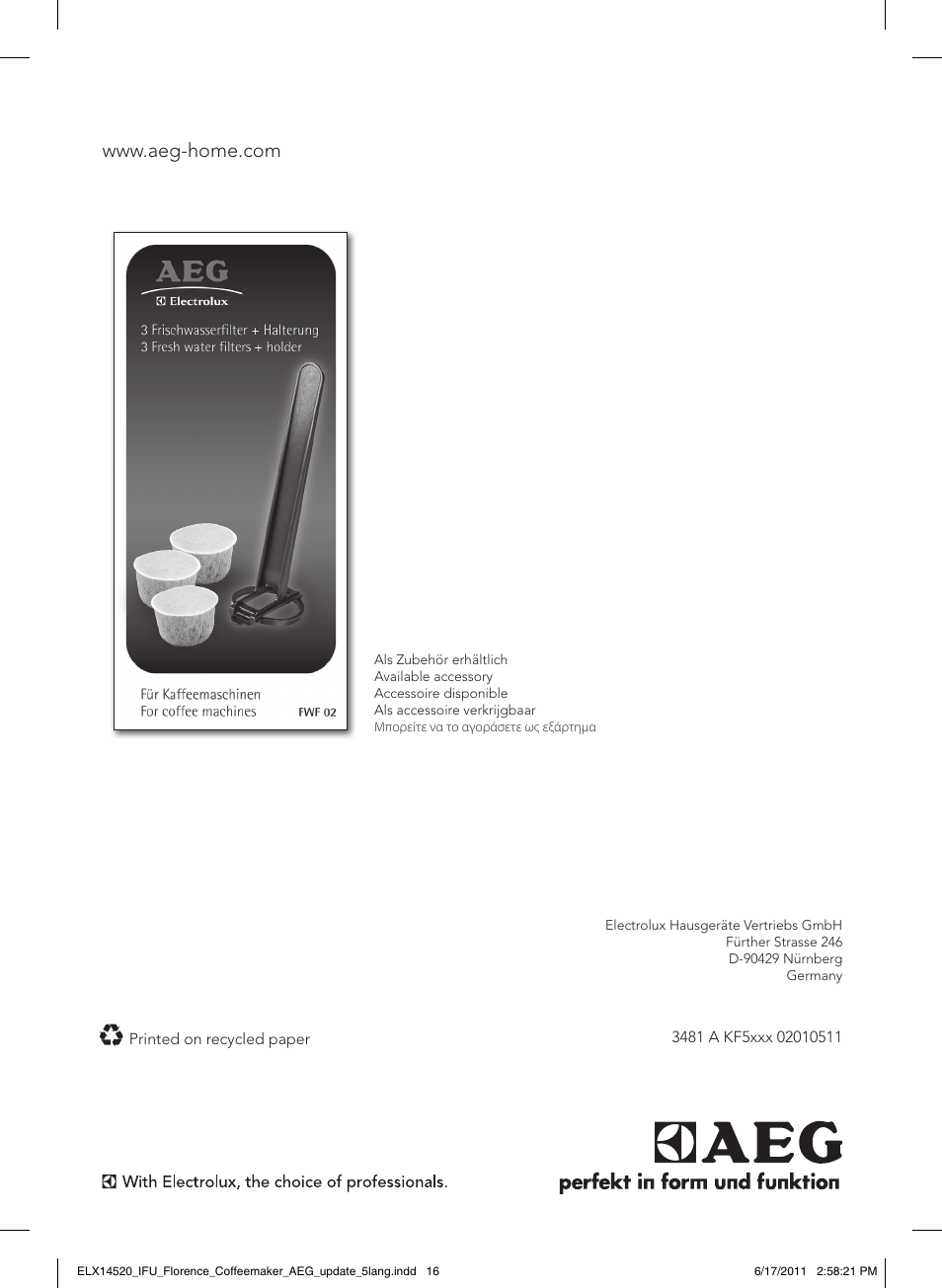 AEG KF5110 User Manual | Page 16 / 16