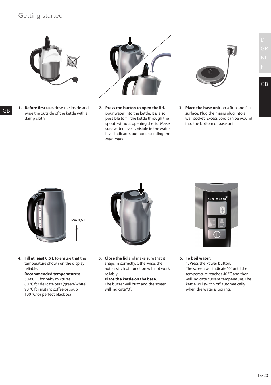 Getting started | AEG EWA7500 User Manual | Page 15 / 20