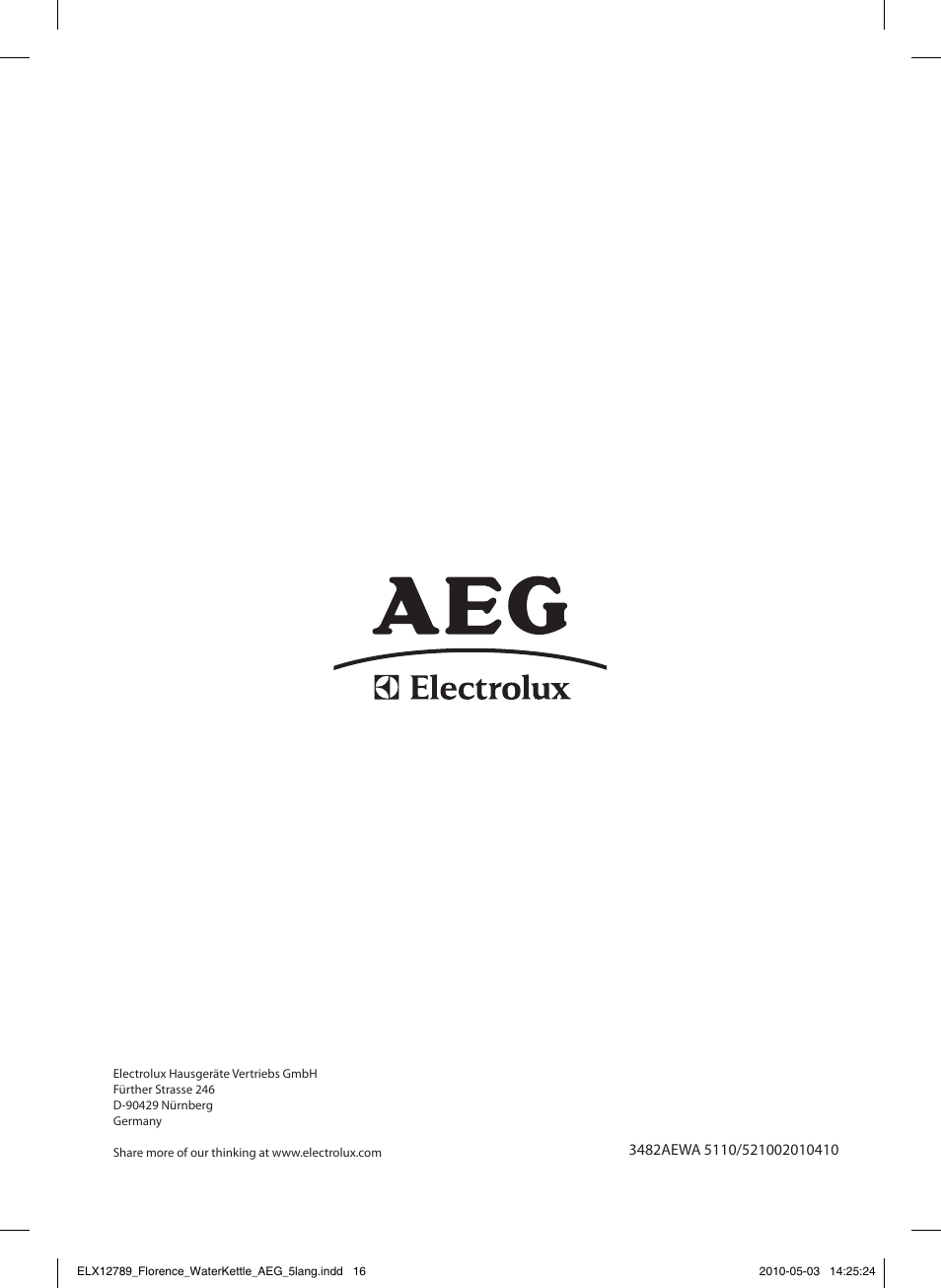 AEG EWA5210 User Manual | Page 16 / 16