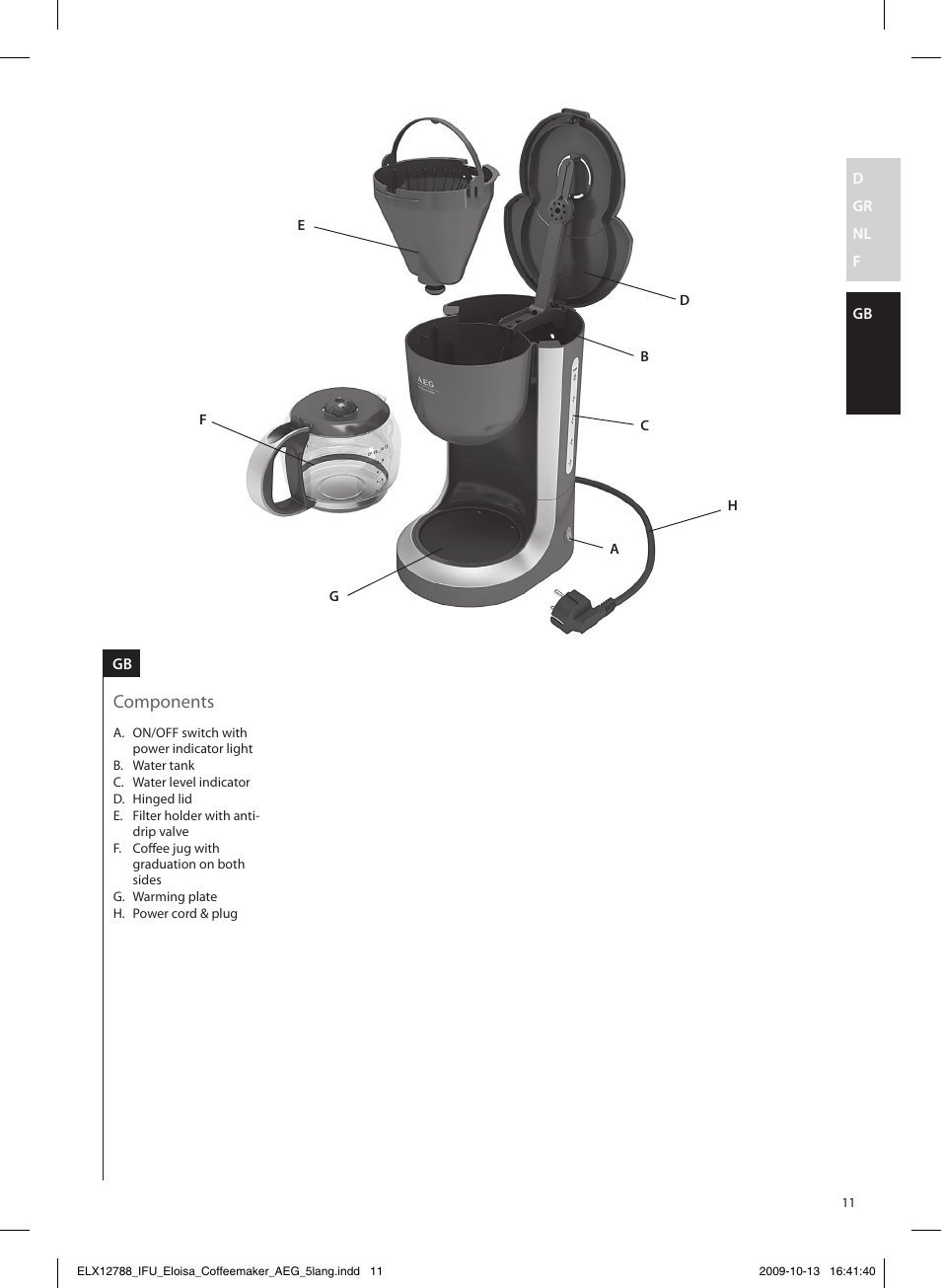 Components | AEG KF3110 User Manual | Page 11 / 24