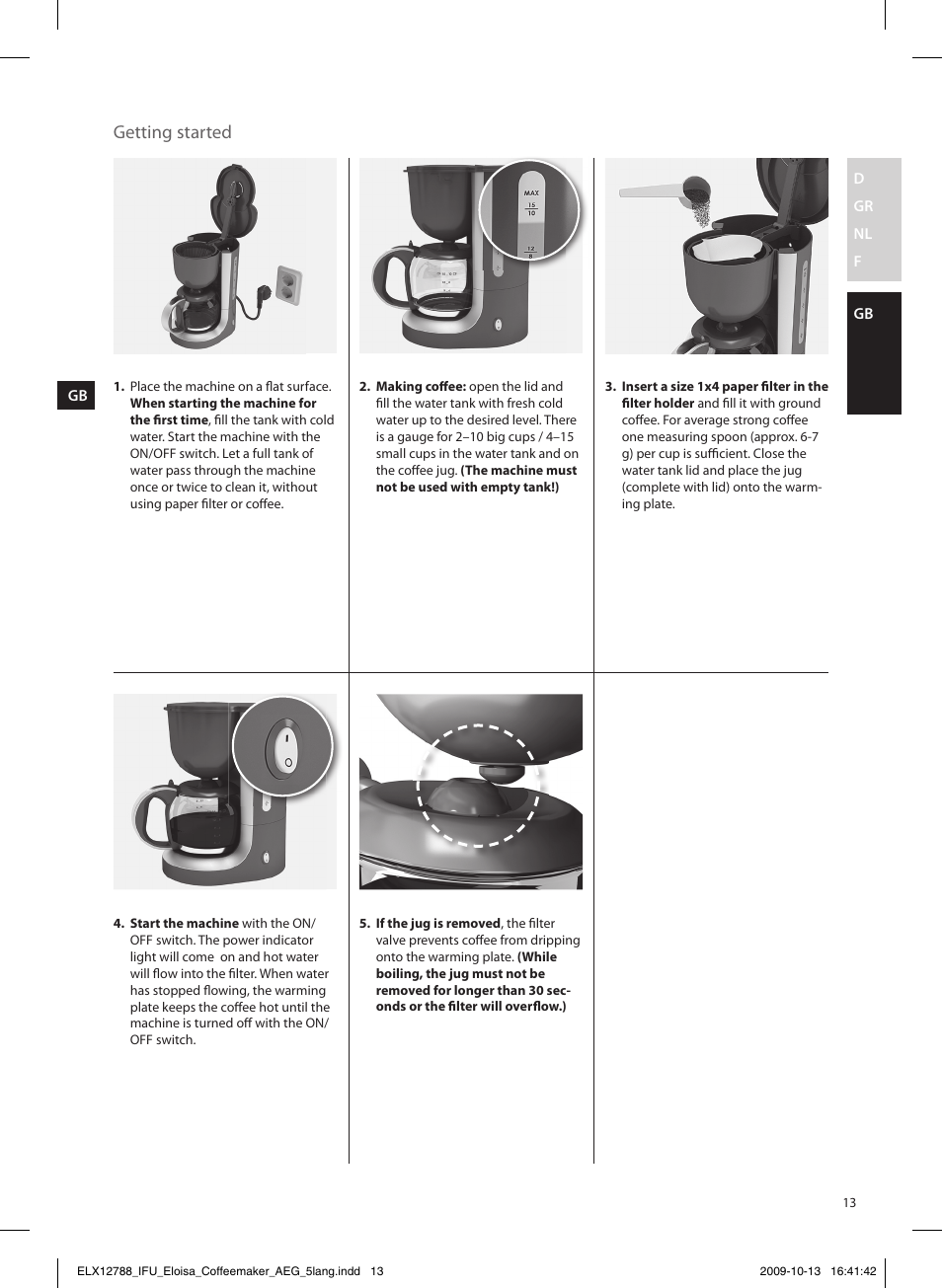 Getting started | AEG KF3110 User Manual | Page 13 / 24