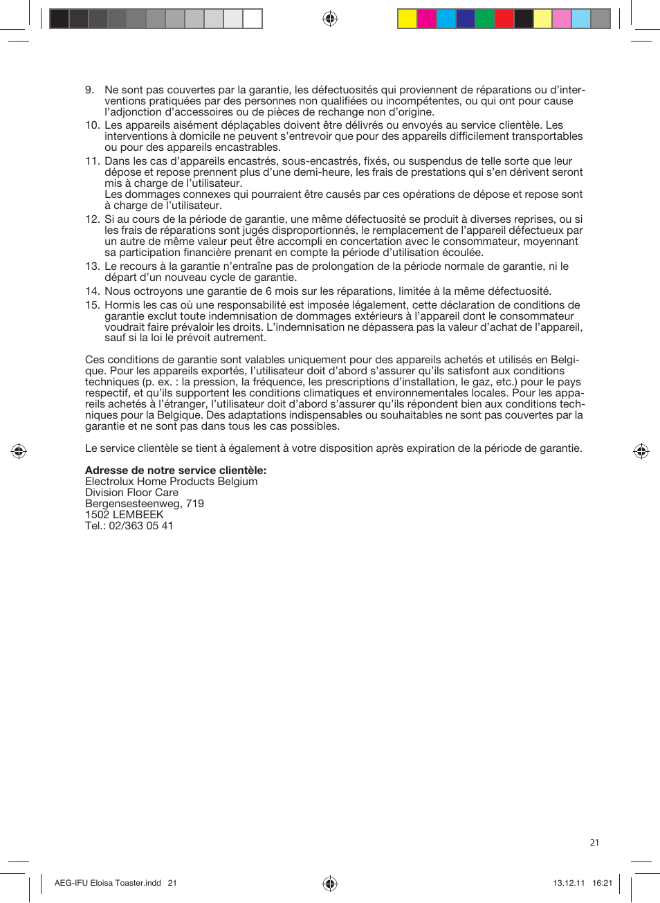 AEG AT3130YE User Manual | Page 21 / 24
