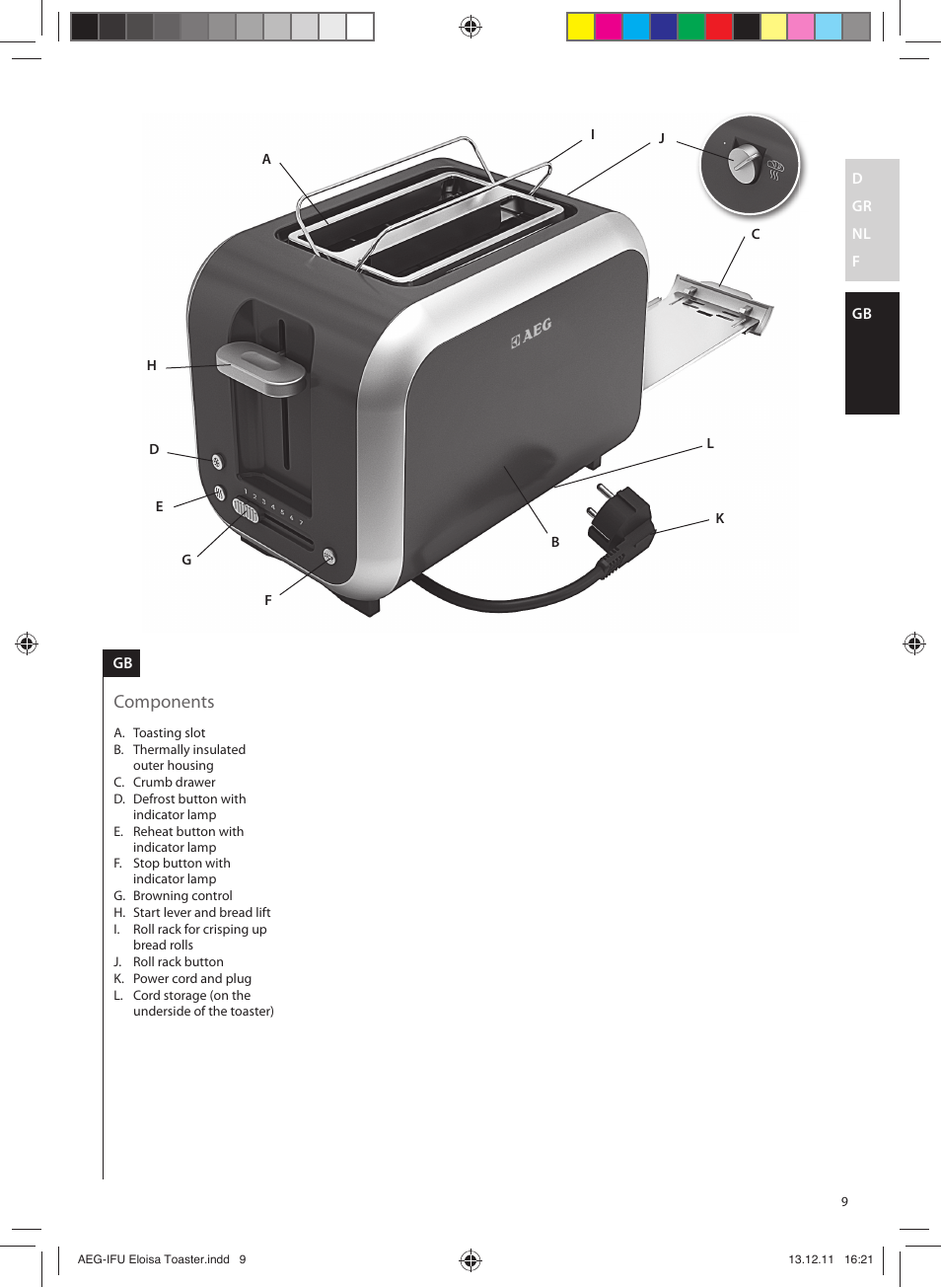 Components | AEG AT3130YE User Manual | Page 9 / 24