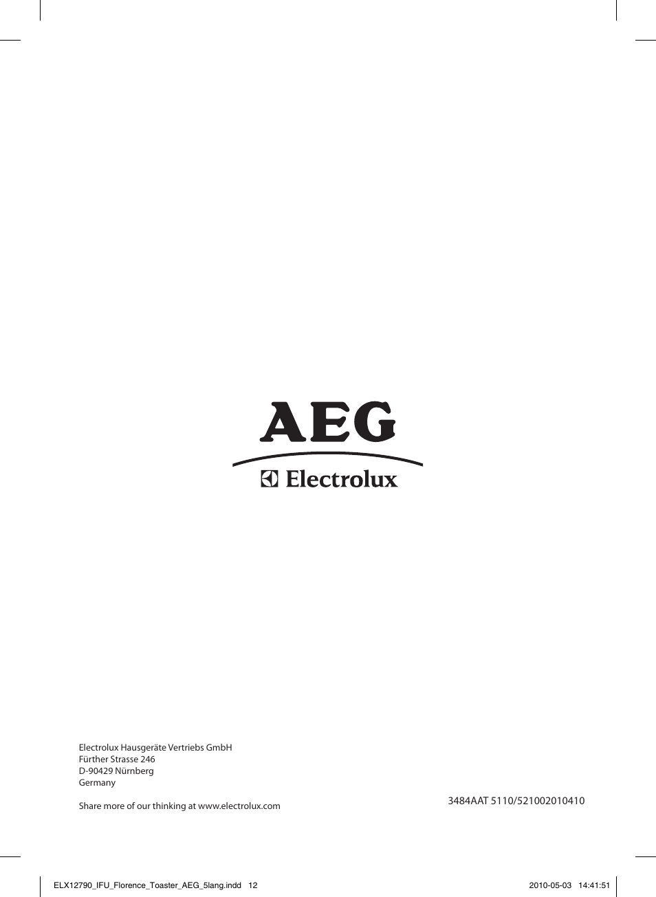 AEG AT5110 User Manual | Page 12 / 12