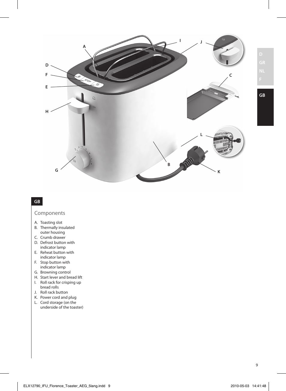 Components | AEG AT5110 User Manual | Page 9 / 12