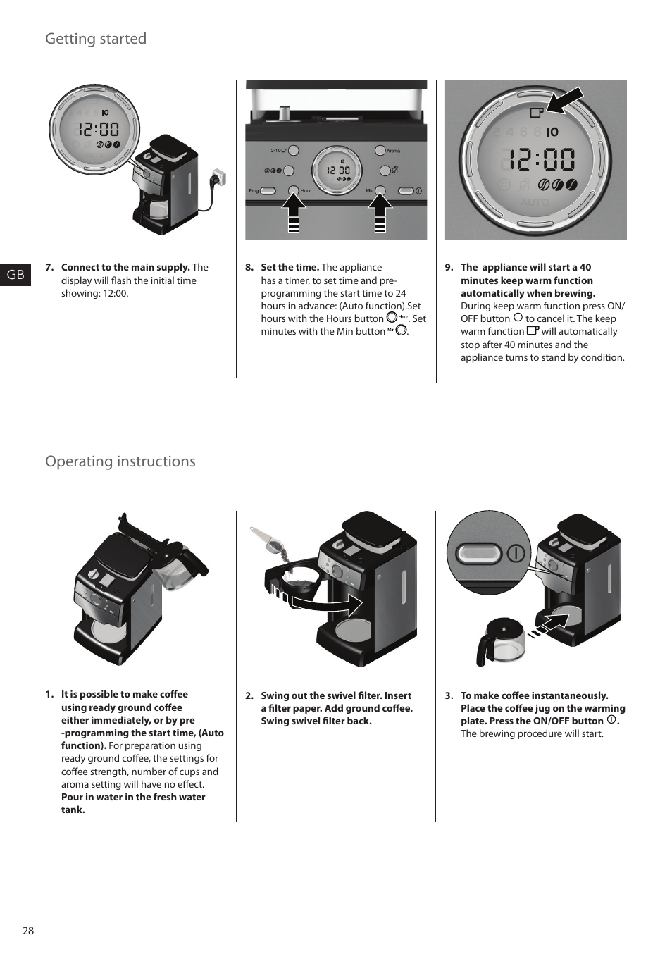 Getting started, Operating instructions | AEG KAM300 User Manual | Page 28 / 36