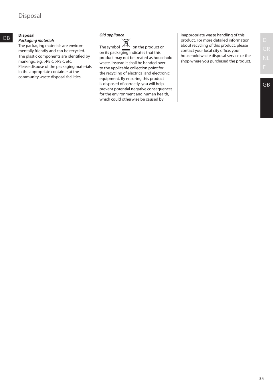 Disposal | AEG KAM300 User Manual | Page 35 / 36