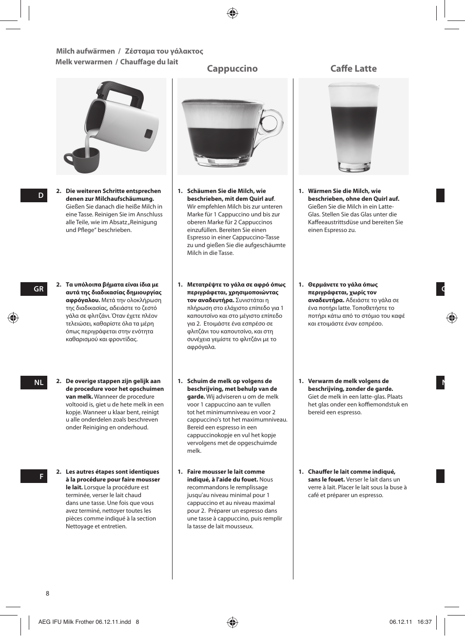 Cappuccino caff e latte | AEG MS5000 User Manual | Page 8 / 16