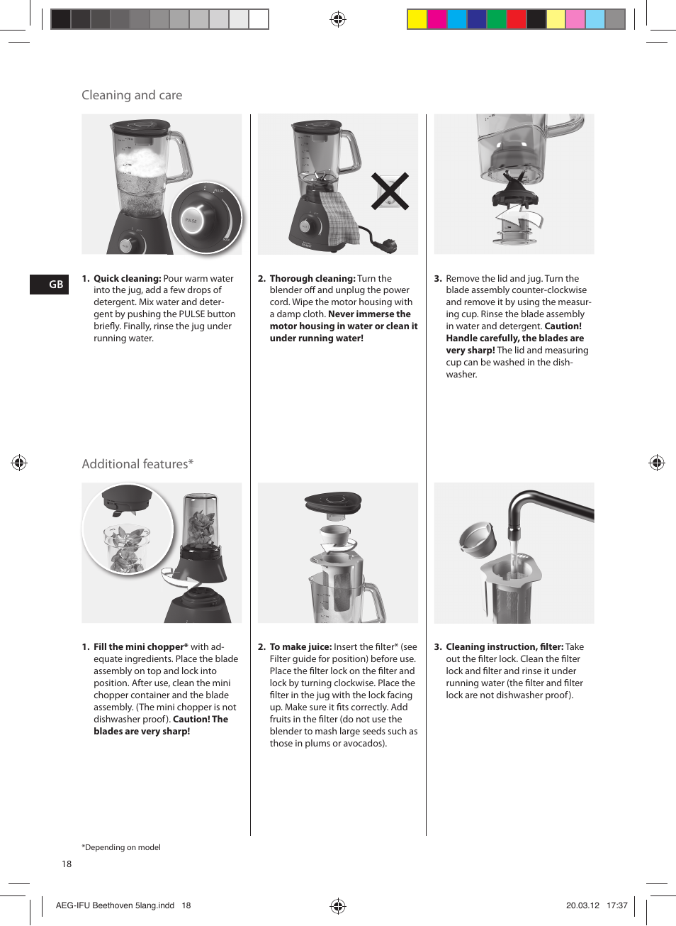 Cleaning and care additional features | AEG SB4700 User Manual | Page 18 / 20