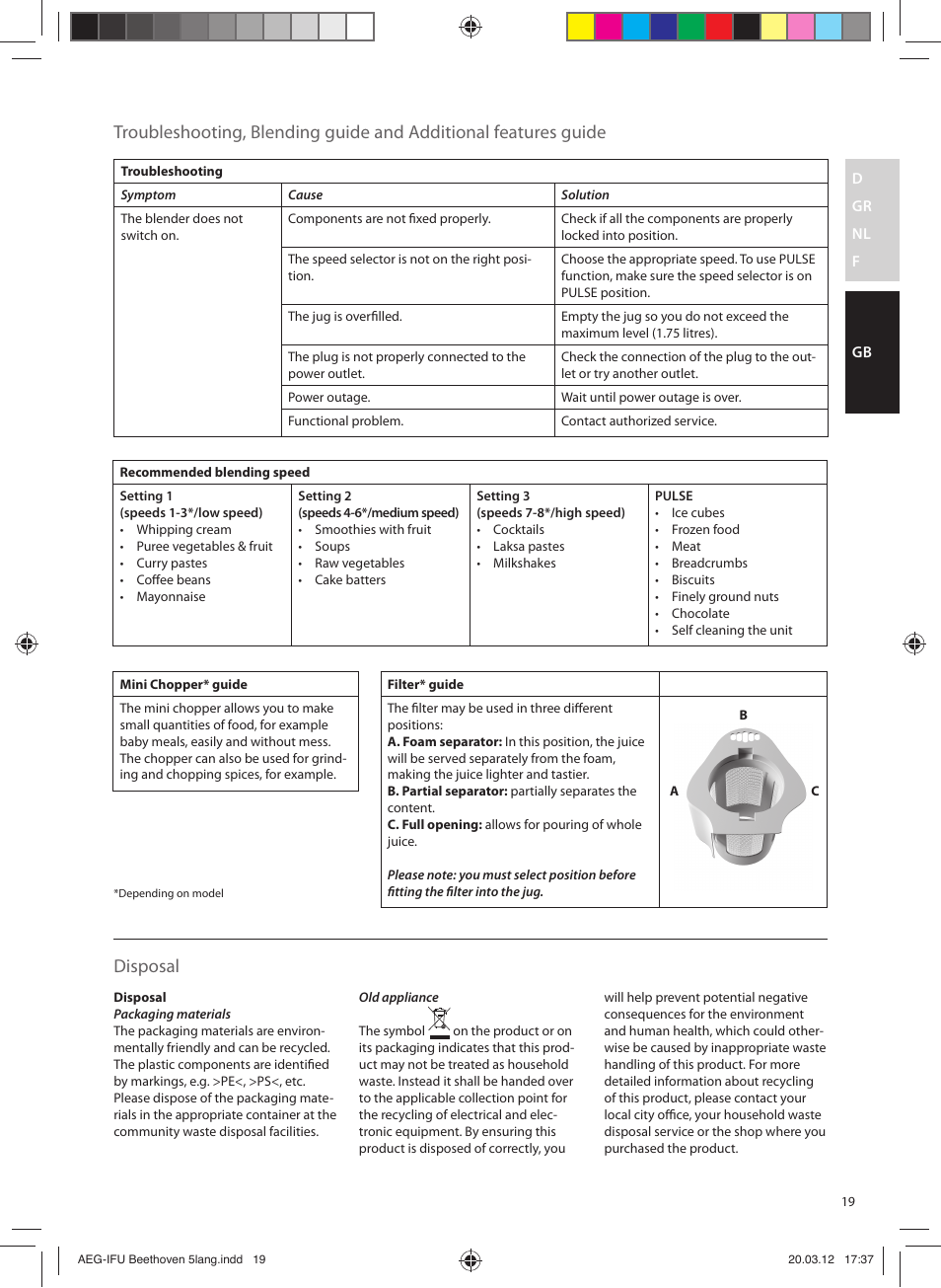 Disposal | AEG SB4700 User Manual | Page 19 / 20