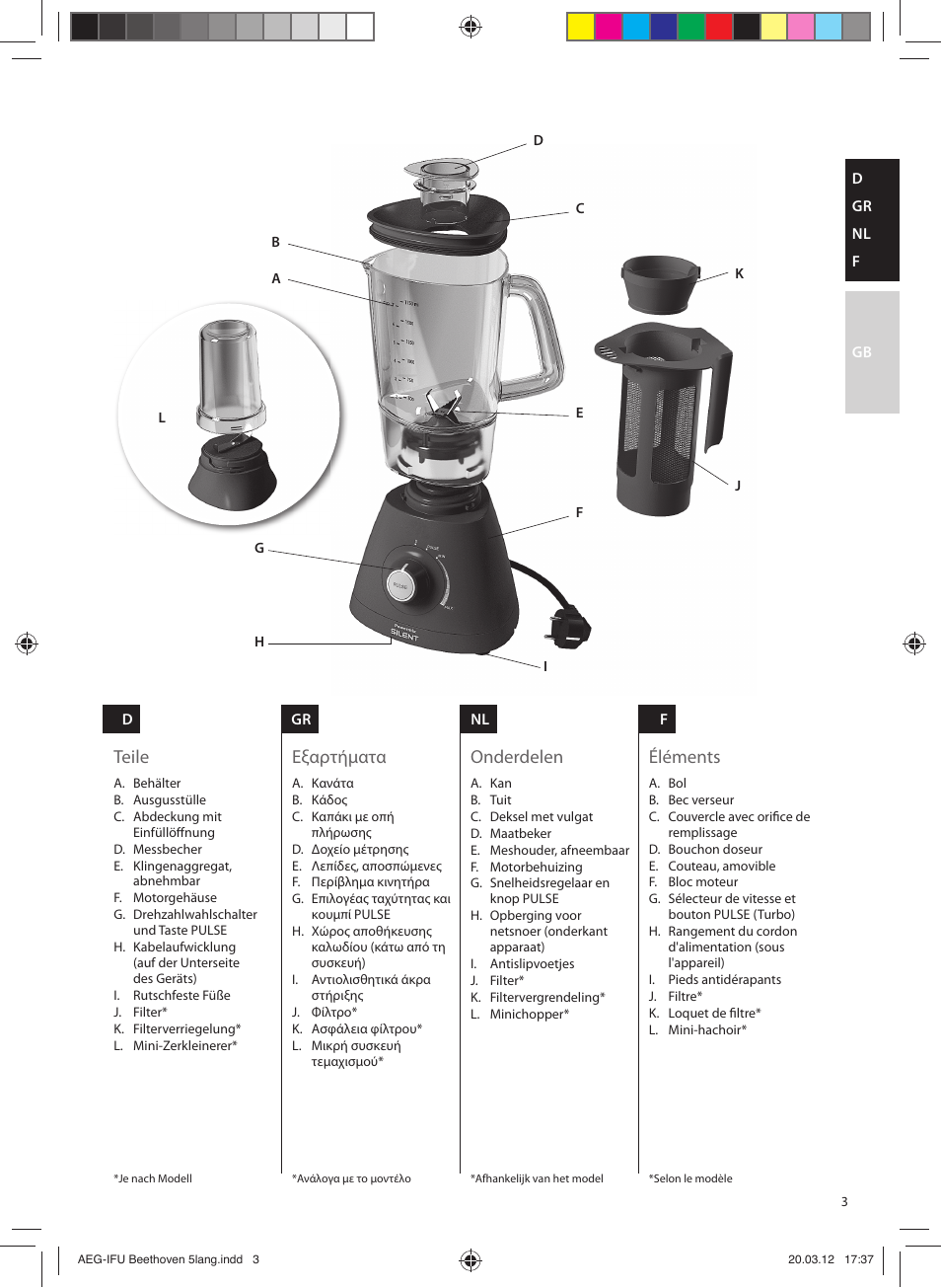 Teile εξαρτήματα, Onderdelen éléments | AEG SB4700 User Manual | Page 3 / 20