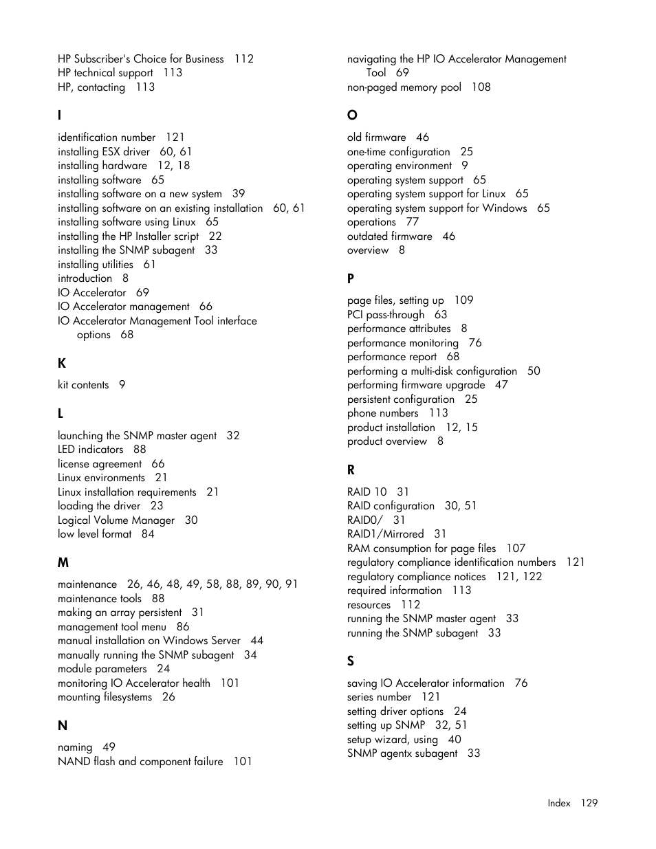 HP PCIe IO Accelerators for ProLiant Servers User Manual | Page 129 / 130