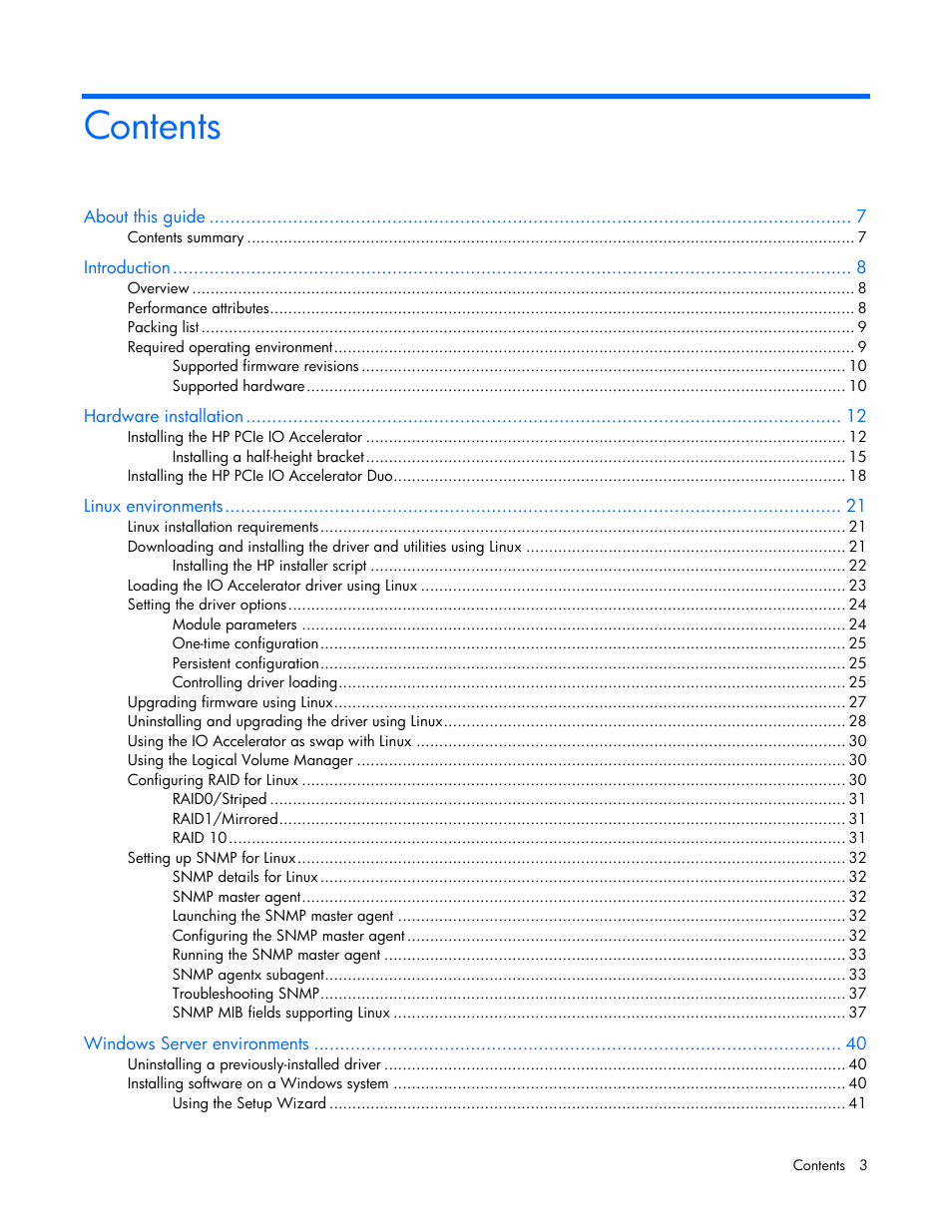 HP PCIe IO Accelerators for ProLiant Servers User Manual | Page 3 / 130