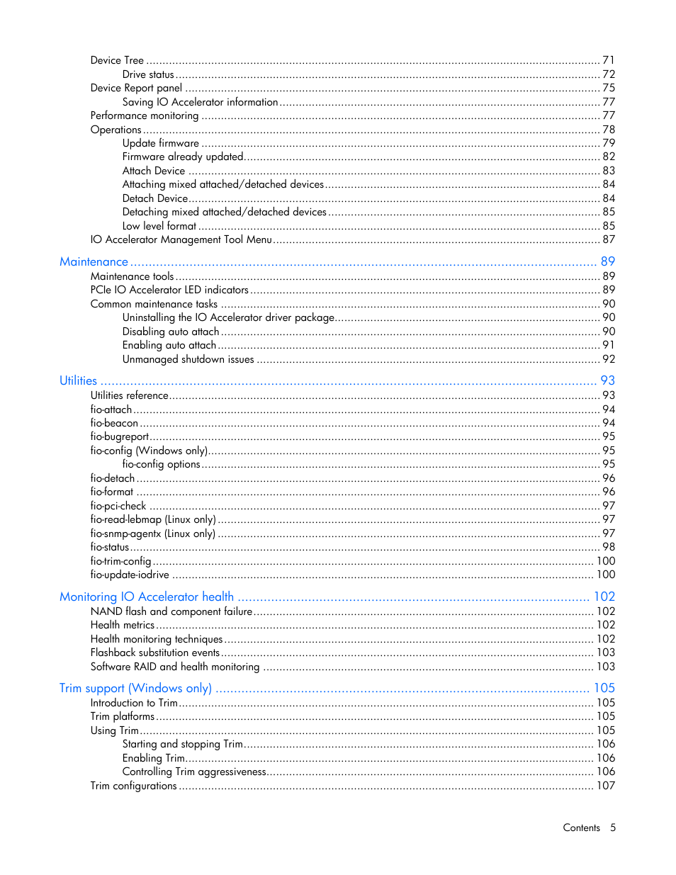 HP PCIe IO Accelerators for ProLiant Servers User Manual | Page 5 / 130