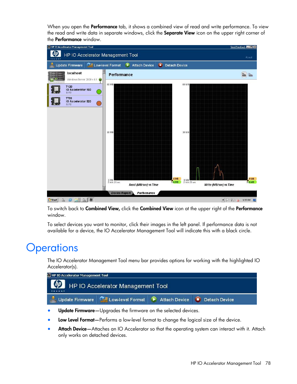 Operations | HP PCIe IO Accelerators for ProLiant Servers User Manual | Page 78 / 130