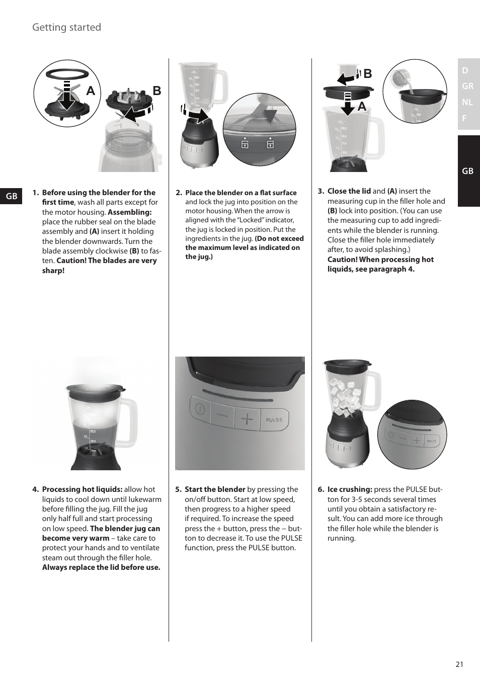 Ab a b, Getting started | AEG SB3400 User Manual | Page 21 / 28