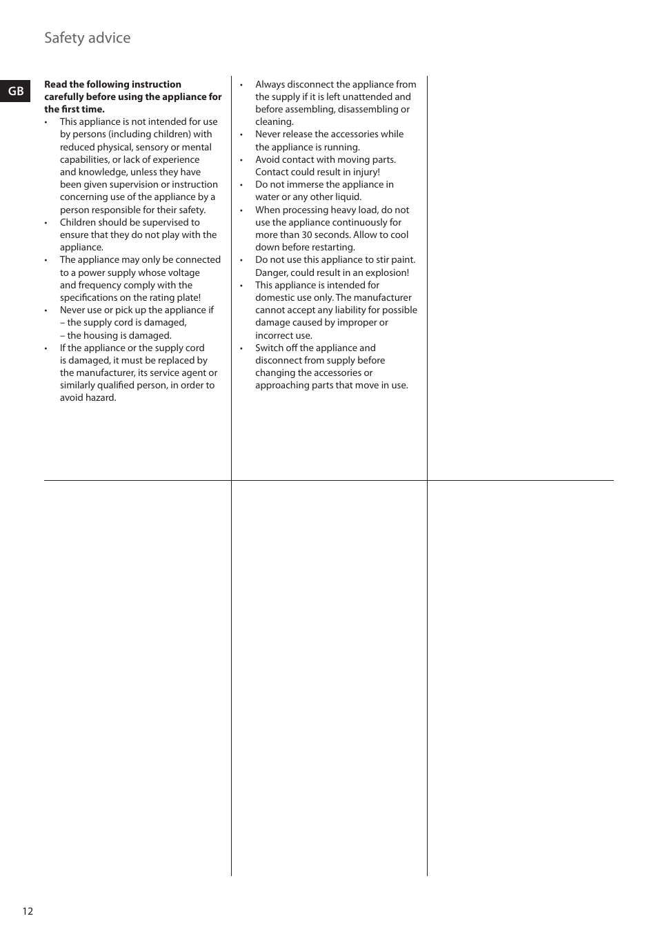 Safety advice | AEG HM4400 User Manual | Page 12 / 16