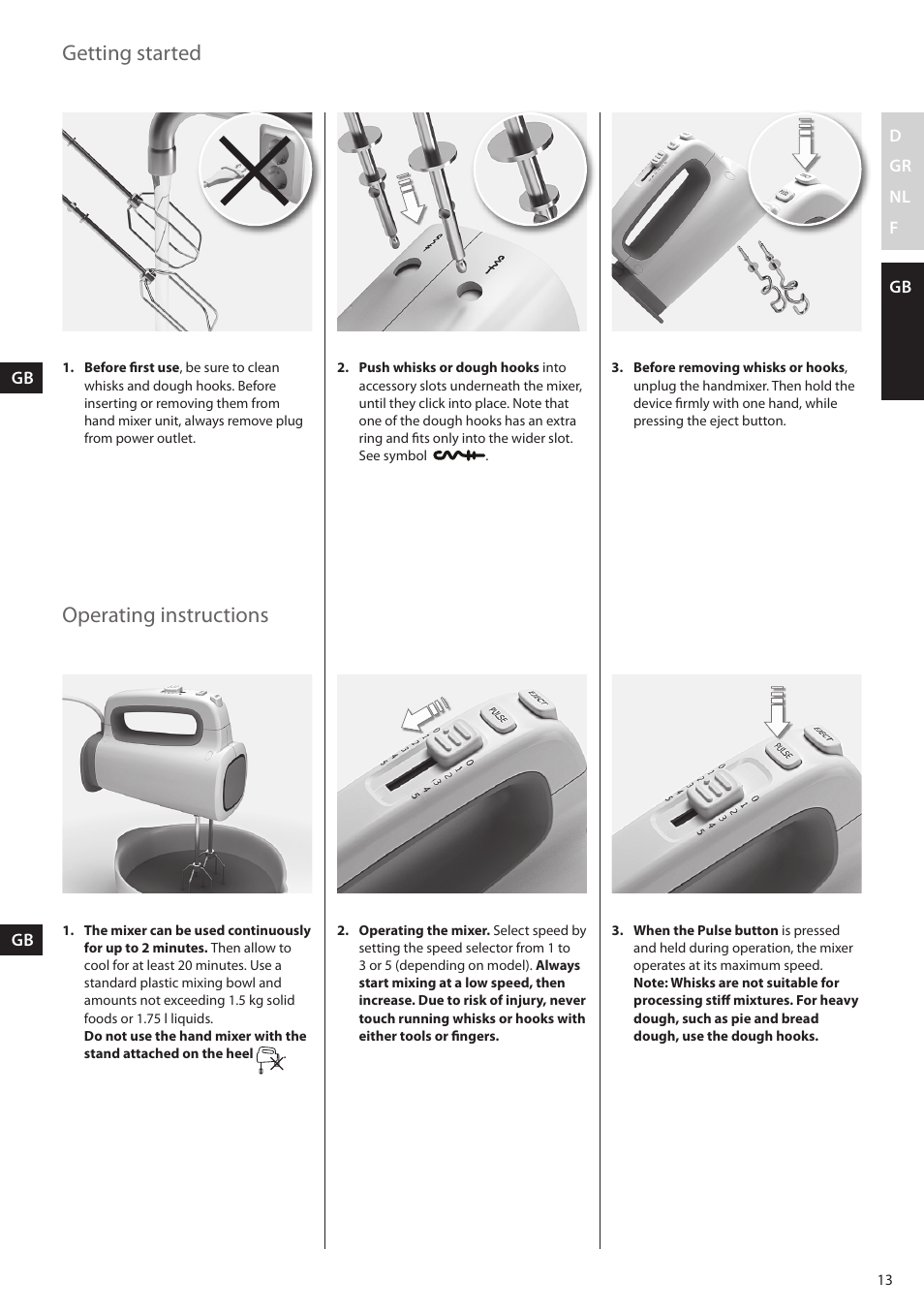 Getting started operating instructions | AEG HM4400 User Manual | Page 13 / 16