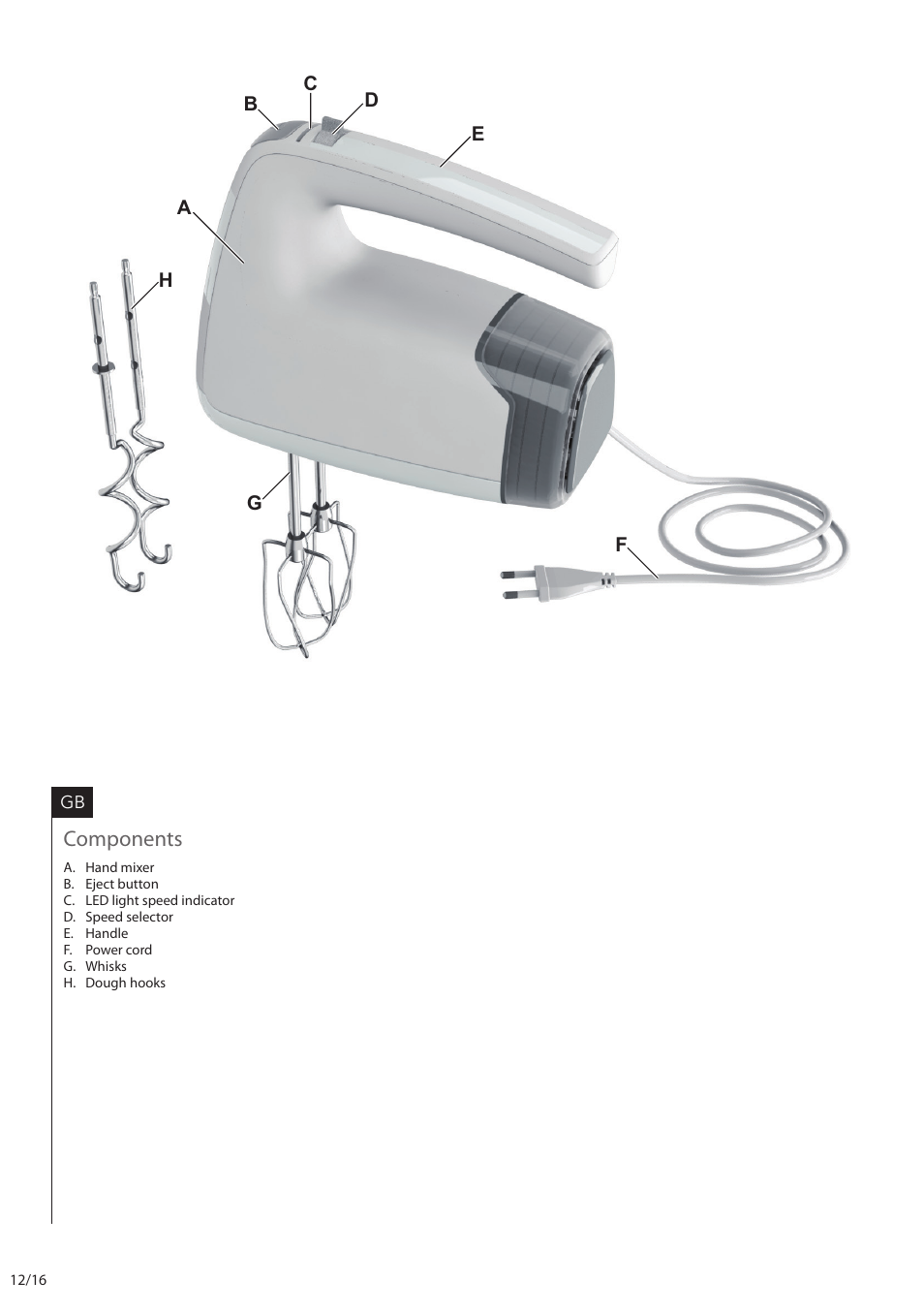 Components | AEG HM6200 User Manual | Page 12 / 16