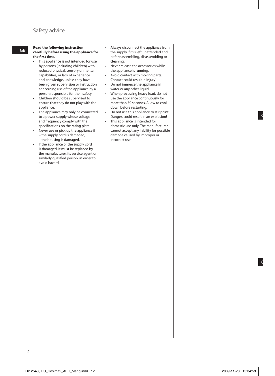 Safety advice | AEG HM4200 User Manual | Page 12 / 24