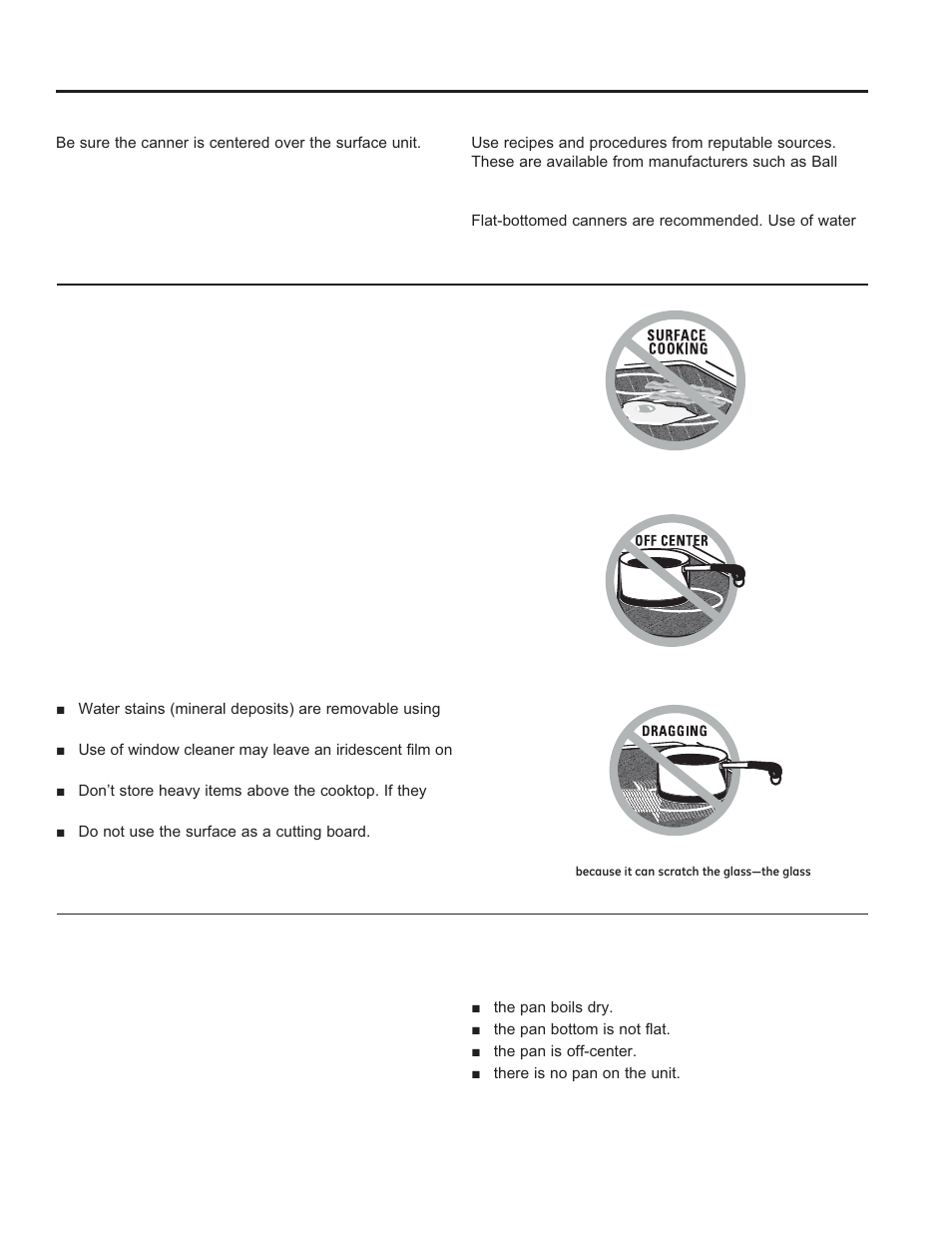 Home canning tips, Temperature limiter on radiant glass cooktops, For models with a radiant glass cooktop | GE JB870TFWW User Manual | Page 11 / 56