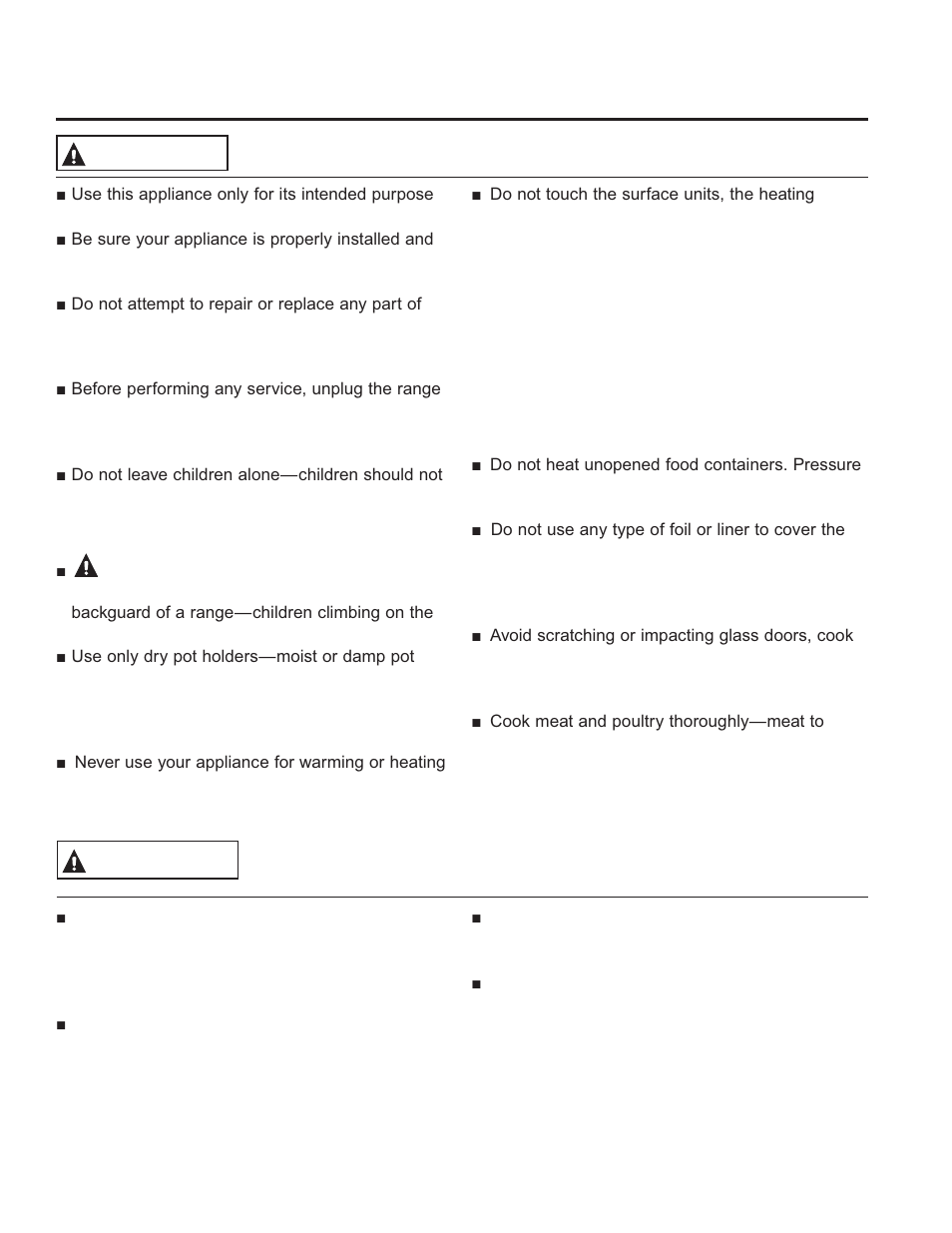 Safe ty informa tion, Save these instructions, Caution | General safety instructions warning, Keep flammable materials away from the range, Warning | GE JB870TFWW User Manual | Page 3 / 56