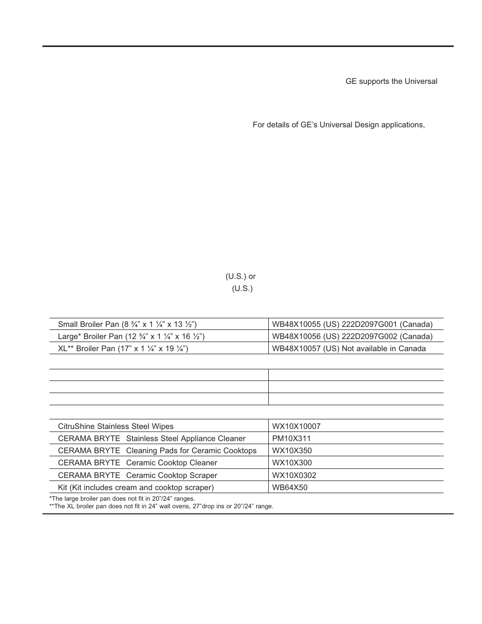 Assist ance / a c cessories, Accessories | GE JB870TFWW User Manual | Page 8 / 56