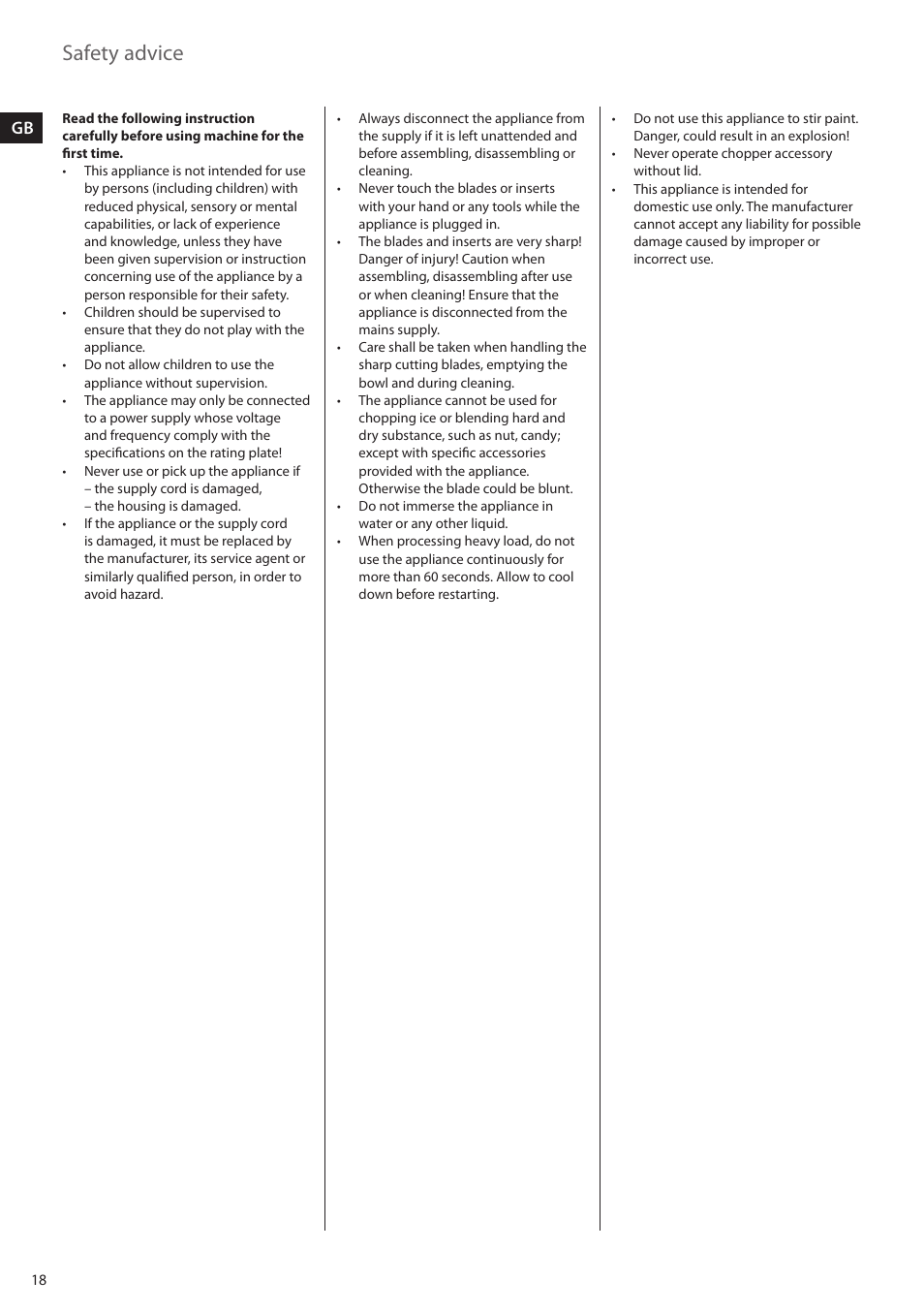 Safety advice | AEG STM5400 User Manual | Page 18 / 24