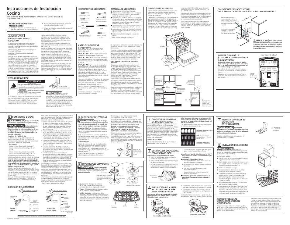 Instrucciones de instalación cocina | GE JGB690DEFWW User Manual | Page 2 / 2