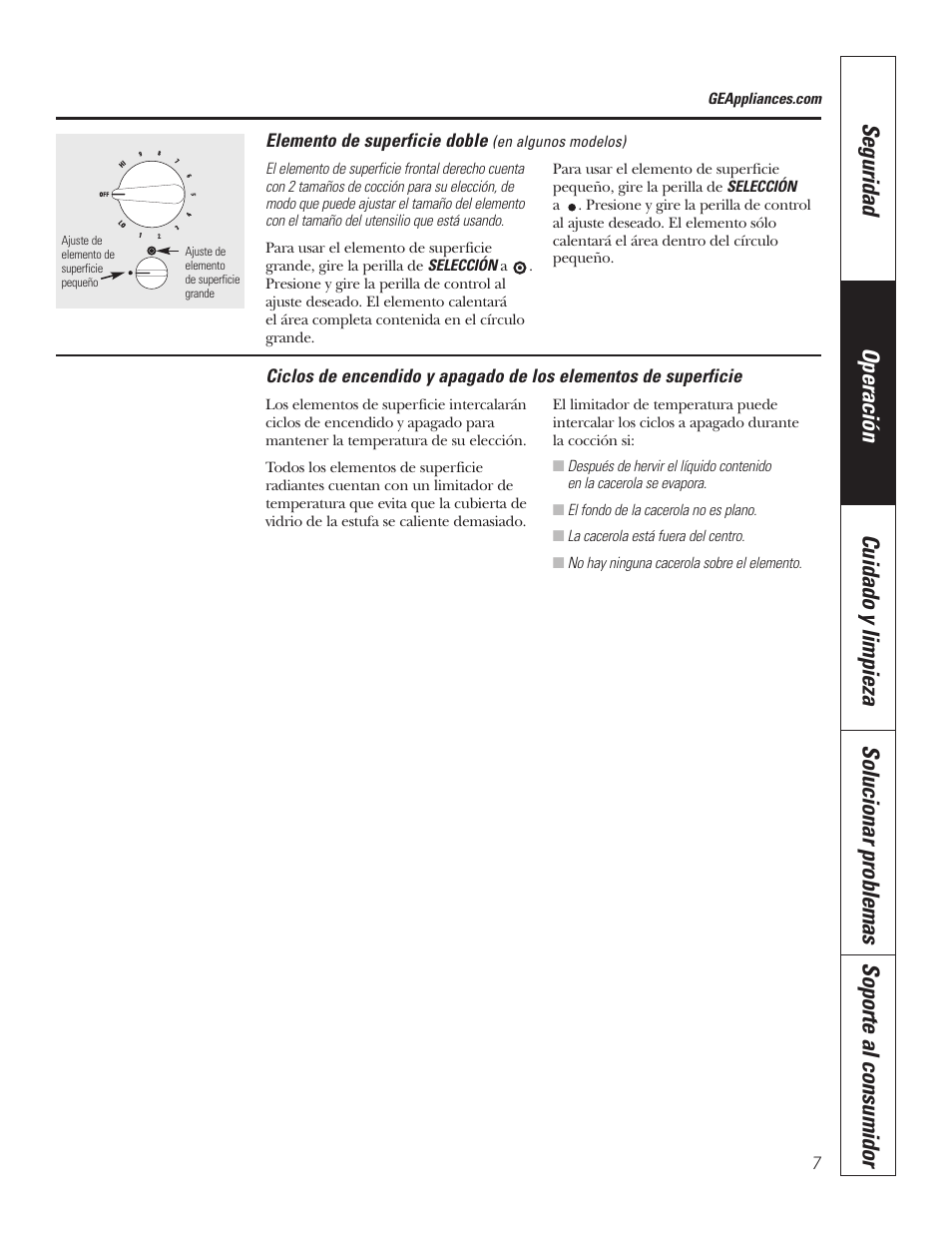 Elemento de superficie doble, Limitador de temperatura, Elemento de superficie doble . 7 | GE JP336DDBB User Manual | Page 23 / 32