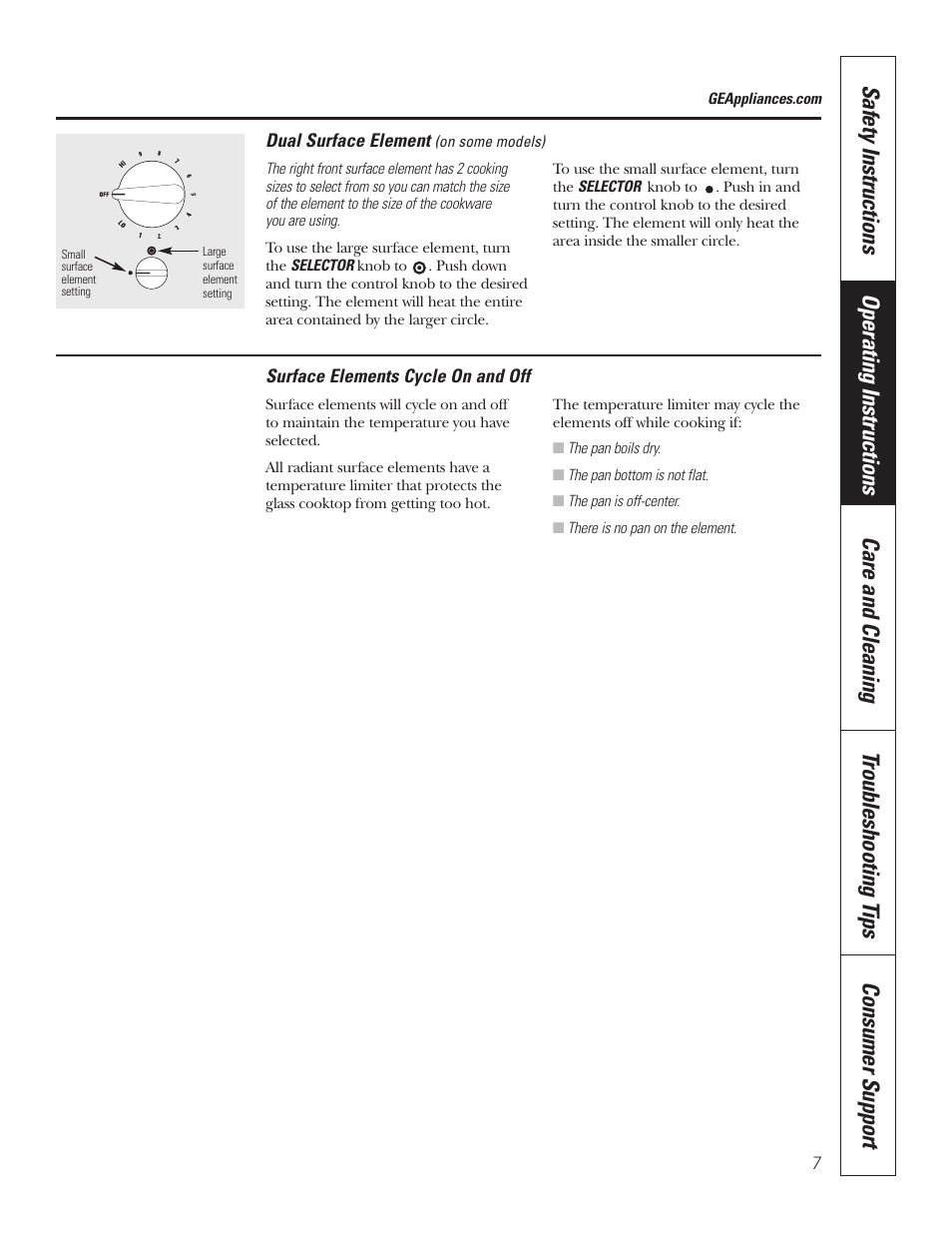 Dual surface element, Temperature limiter | GE JP336DDBB User Manual | Page 7 / 32