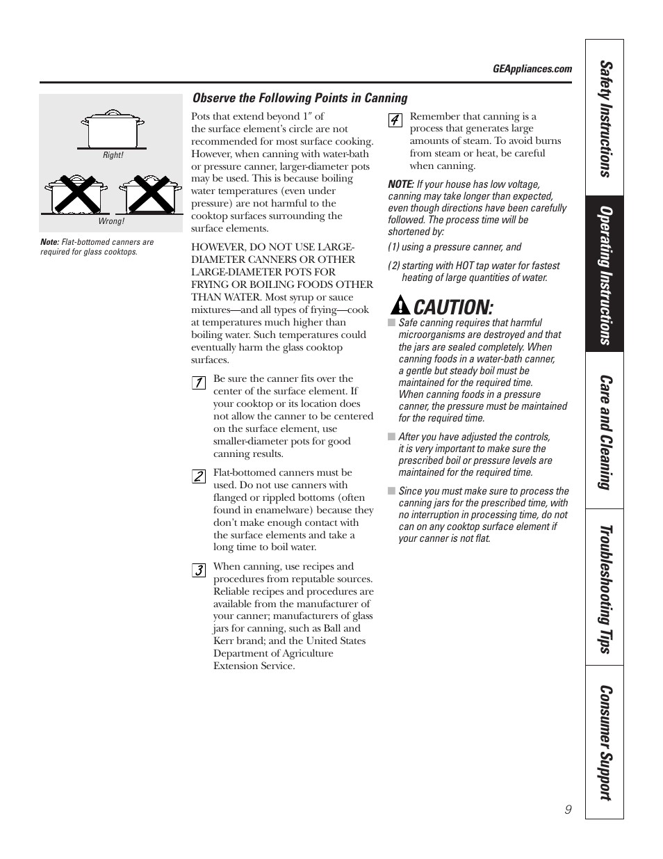 Caution | GE JP336DDBB User Manual | Page 9 / 32