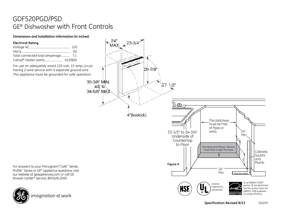 GE GDF520PGDWW User Manual | 2 pages