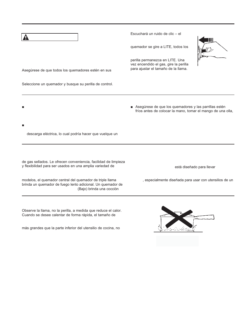 Quemadores, Advertencia | GE JGS650DEFWW User Manual | Page 42 / 64