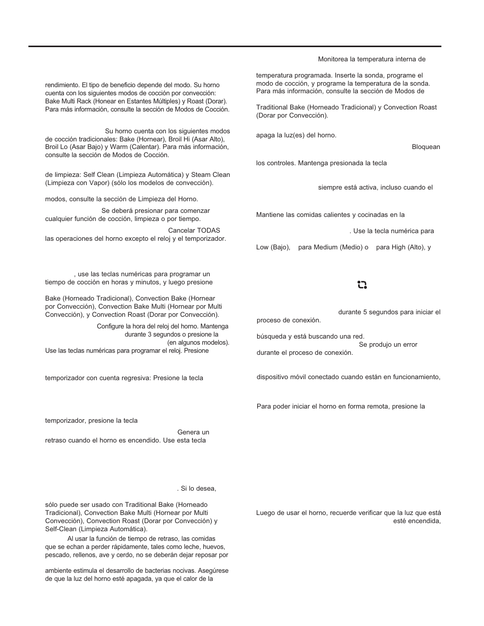 Uso del horno: contr oles del horno, Controles del horno (cont.) | GE JGS650DEFWW User Manual | Page 47 / 64