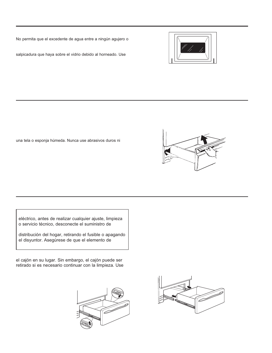 Limpieza de la puerta y el cajón | GE JGS650DEFWW User Manual | Page 59 / 64