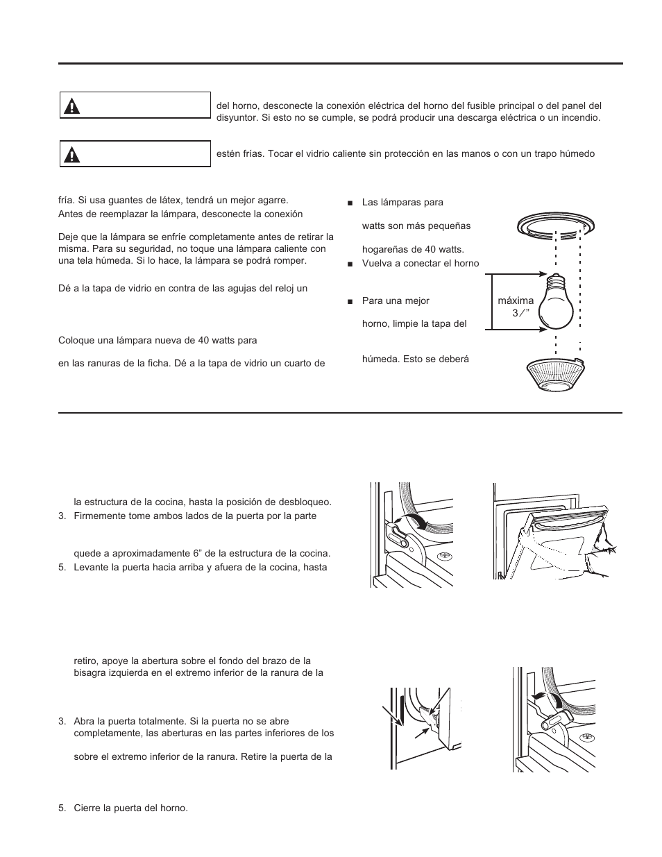 Cuid ado y limpieza : mantenimiento, Mantenimiento, Advertencia precaución | GE JGS650DEFWW User Manual | Page 60 / 64