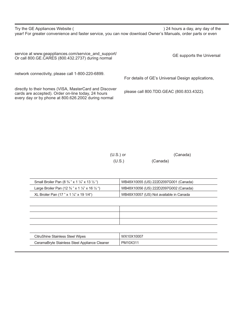 Assist ance / a c cessories | GE JGS650DEFWW User Manual | Page 9 / 64