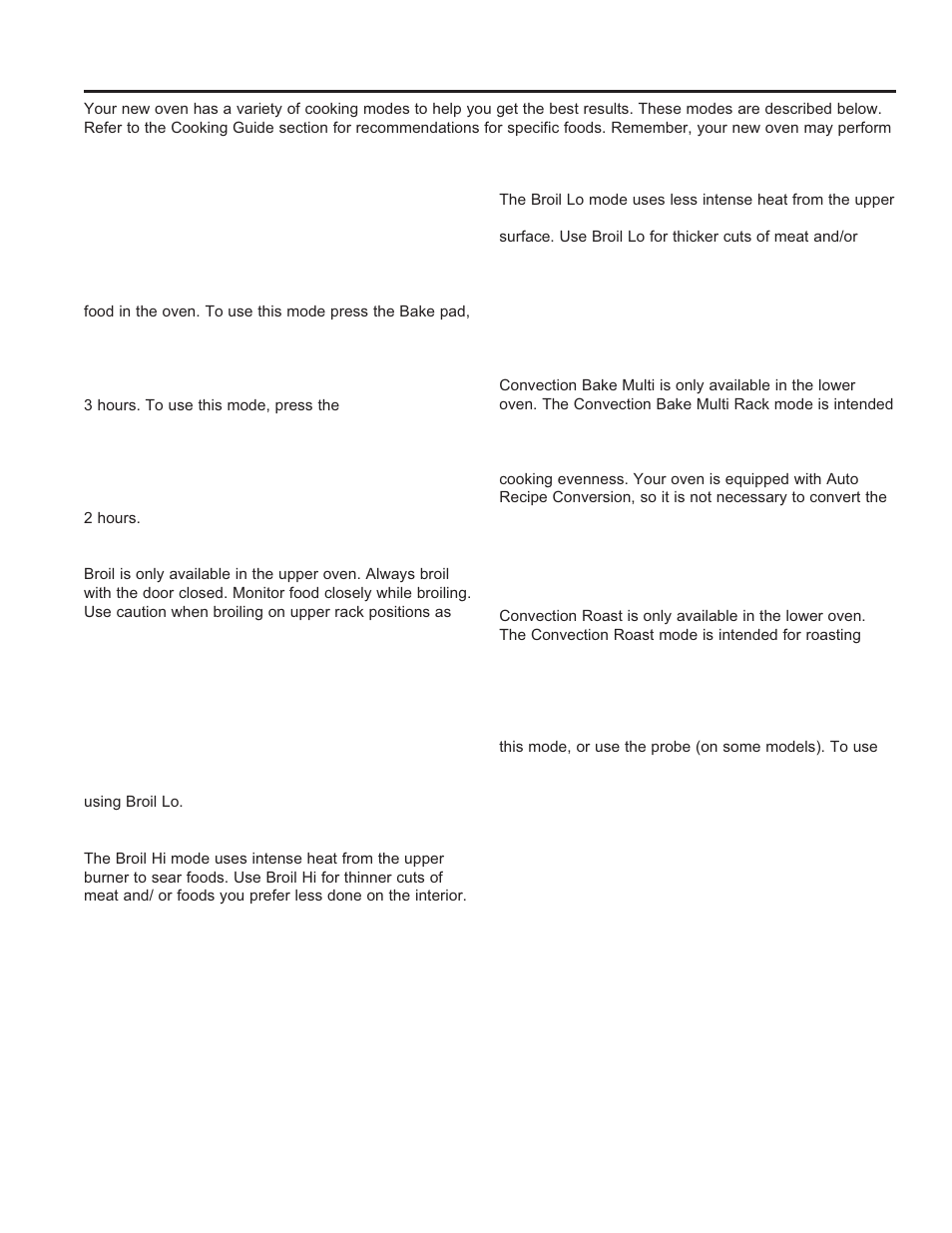 Using the o ven, Cooking modes, Cook ing modes | GE JGB870SEFSS User Manual | Page 16 / 56