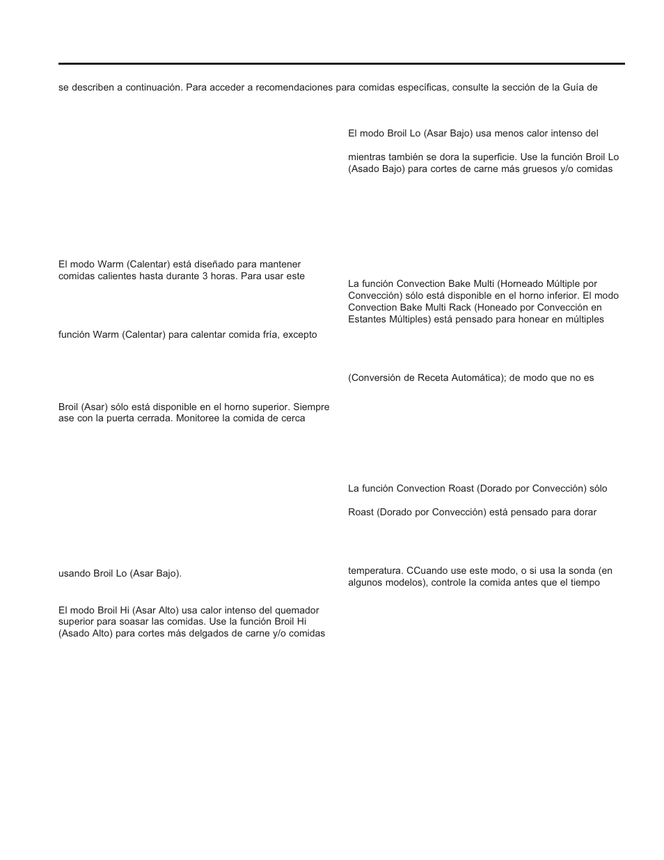 Uso del horno, Modos de cocción | GE JGB870SEFSS User Manual | Page 44 / 56
