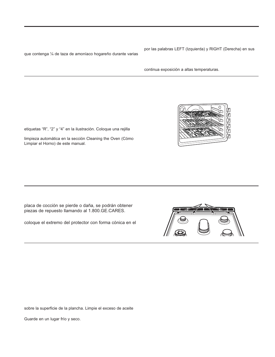 Cuid ado y limpieza, Limpieza de la placa de cocción (continúa), Limpieza de la placa de cocción | GE JGB870SEFSS User Manual | Page 50 / 56