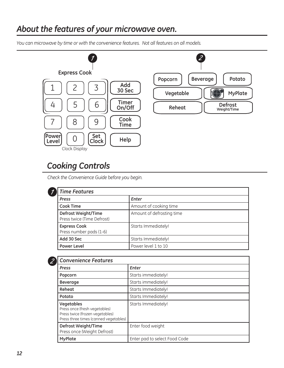 Cooking controls | GE PEB7226DFBB User Manual | Page 12 / 52