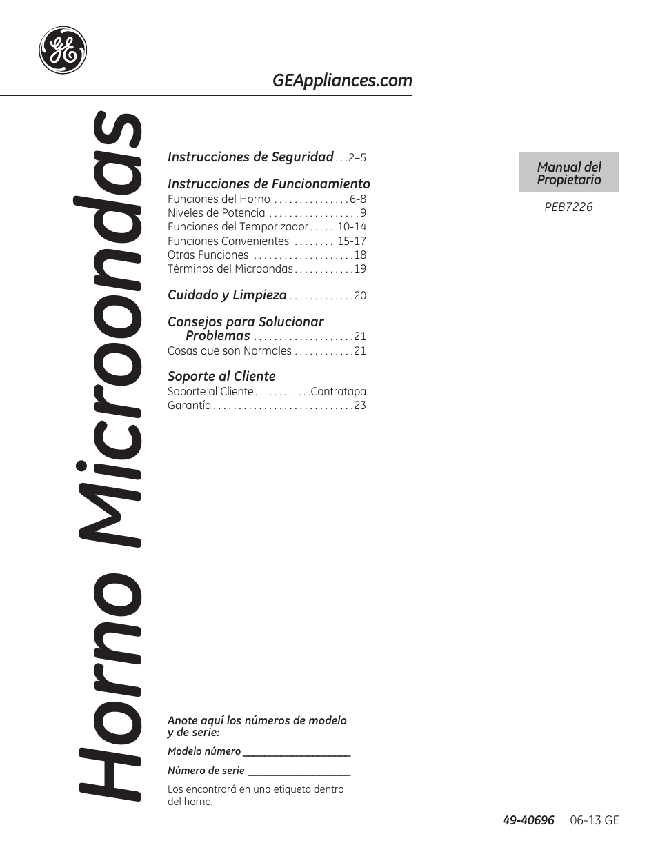 40696_lores sp, Horno microondas | GE PEB7226DFBB User Manual | Page 29 / 52