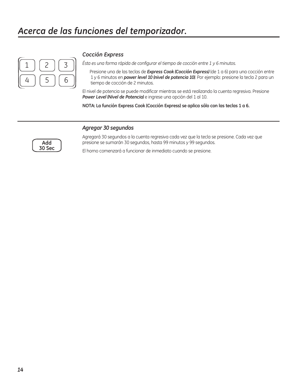 Acerca de las funciones del temporizador | GE PEB7226DFBB User Manual | Page 42 / 52